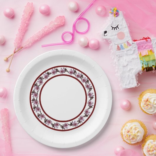 Papier Bord - Plum Blossom Circle en maroon Lines (Feest)