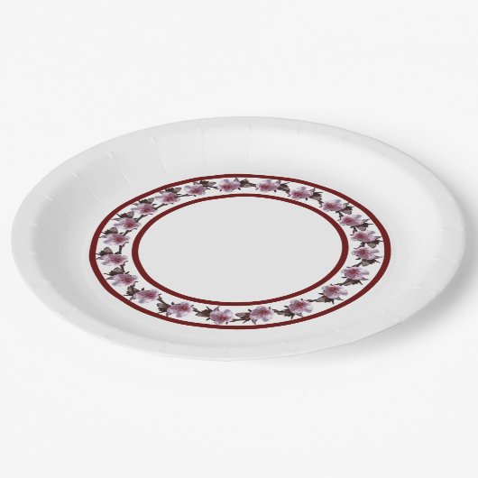 Papier Bord - Plum Blossom Circle en maroon Lines (Gekanteld)