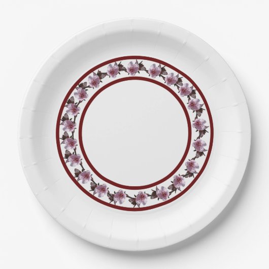 Papier Bord - Plum Blossom Circle en maroon Lines (Voorkant)