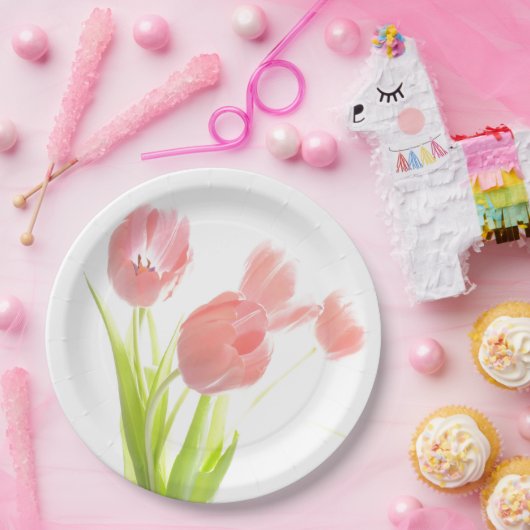 Papier bord Retro roze tulpbloem (Feest)