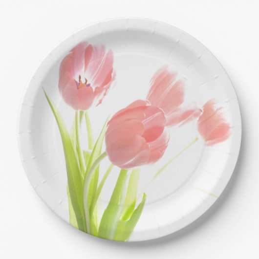 Papier bord Retro roze tulpbloem (Voorkant)