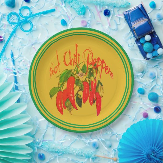 Papier Bord rode paprika's op mosterd achtergrond (Feest)