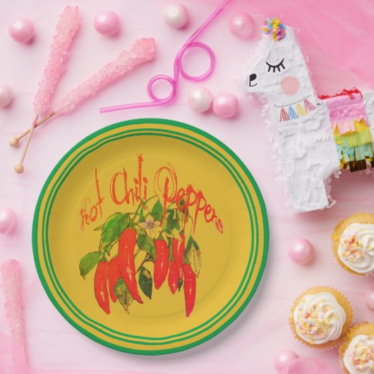 Papier Bord rode paprika's op mosterd achtergrond (Feest)