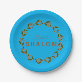 Papier Bord Shabbat Shalom Green Brown Wreath
