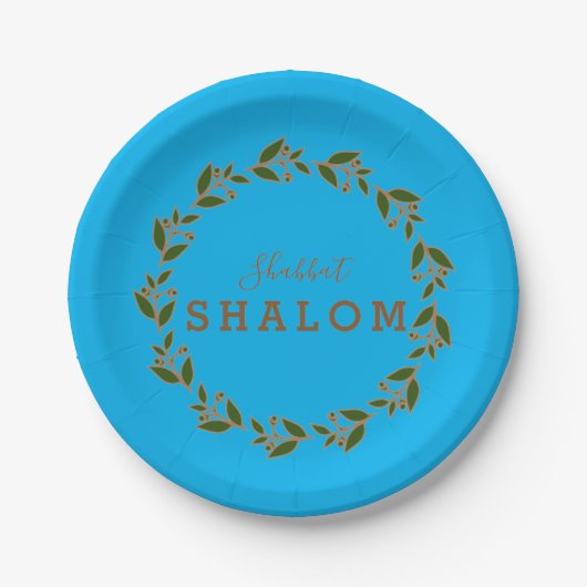 Papier Bord Shabbat Shalom Green Brown Wreath (Voorkant)