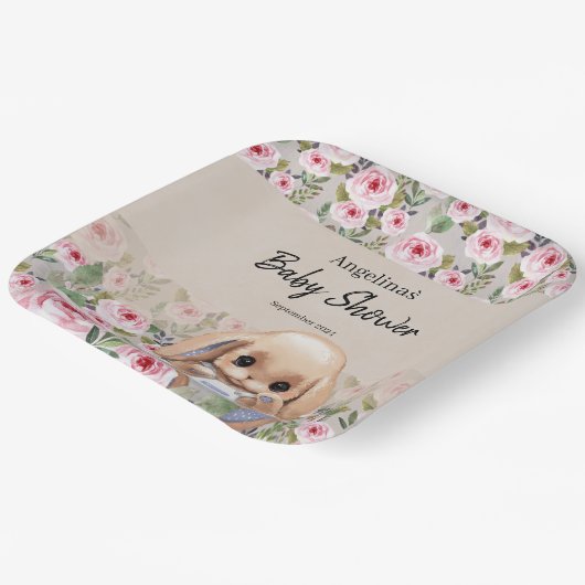 Papier Bord voor baby shower met schattig design. (Gebogen)