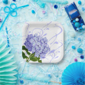 Papier Borden-Blauw Hydrangea Papieren Bordje (Feest)