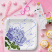 Papier Borden-Blauw Hydrangea Papieren Bordje (Feest)