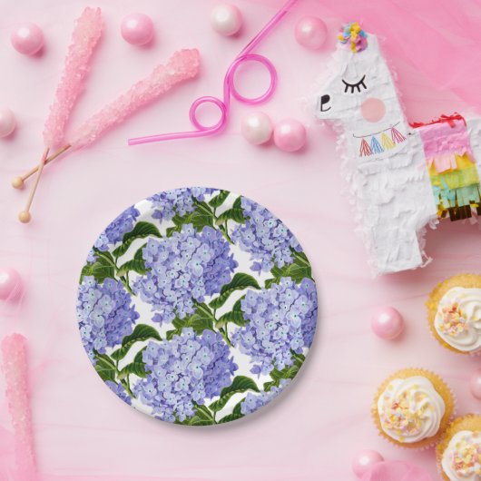 Papier-Borden-blauwe hydrangeas Papieren Bordje (Feest)