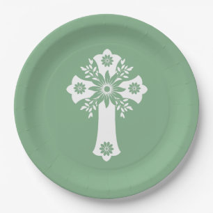 Papier Borden Bloemen Cross Sage Groen Papieren Bordje