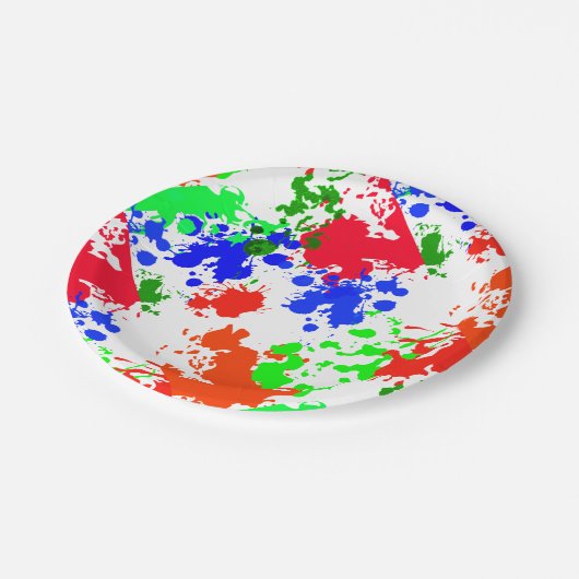 Papier Borden Bright Neon Paint Splatter Pattern Papieren Bordje (Gekanteld)