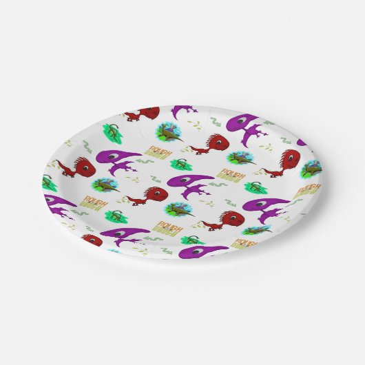 Papier Borden Dinosaurus Kleurrijk Papieren Bordje (Gekanteld)