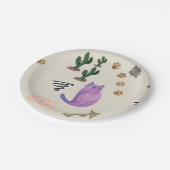 Papier Borden Kat Vis Meow Paws Cactus Papieren Bordje (Gekanteld)