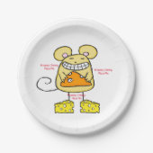 Papier Borden Mousey Cheesy Pizza Pie Papieren Bordje (Voorkant)