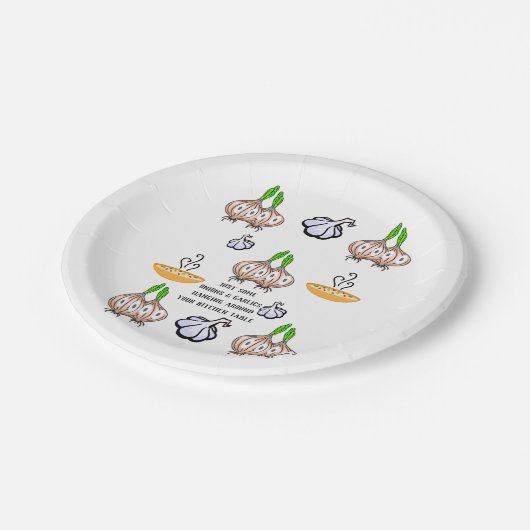Papier Borden Uien Knoflook Keuken Koken Papieren Bordje (Gekanteld)
