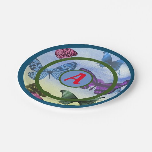 Papier Borden VLINDERS & AANGEPASTE INITIAAL Papieren Bordje (Gekanteld)