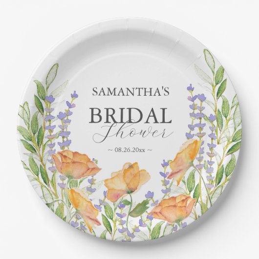 Papier Borden Wildflower Vrijgezellenfeest Papieren Bordje (Voorkant)
