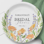 Papier Borden Wildflower Vrijgezellenfeest Papieren Bordje<br><div class="desc">Deze vrijgezellenfeesten papieren borden hebben een boarder van waterverf wilde bloemen in tinten van sinaasappel en lavendel paarse. Gebruik de sjabloon velden om uw aangepaste tekst toe te voegen. Een elegante keuze voor bruiloften met een wildflower thema of botanische tuin vrijgezellenfeesten. Unieke waterverf kunst en design van Victoria Grigaliunas van...</div>