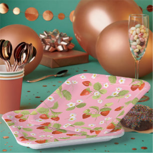 Papier Borden Zomer Aardbeien Papieren Bordje