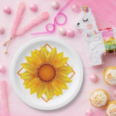 Papier-Borden-Zonnebloem Papieren Bordje (Feest)