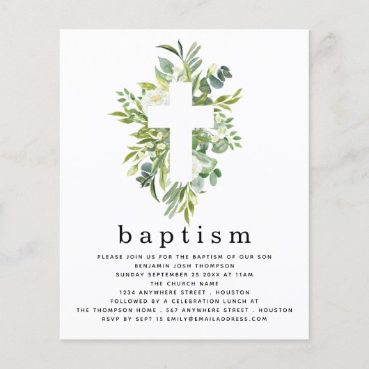 PAPIER | Botanische bladeren, cross-baptisme-uitno Flyer (Voorkant)