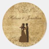  papier Bride Groom Wedding eens per keer Ronde Sticker (Voorkant)