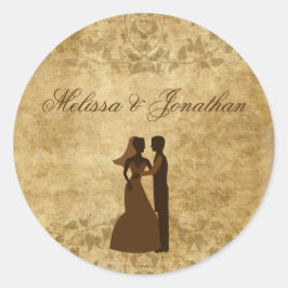  papier Bride Groom Wedding eens per keer Ronde Sticker