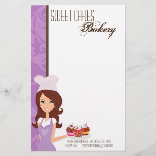 Papier - Brunette Baker Paarse Cup Cakes Bake (Voorkant)