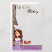 Papier - Brunette Baker Paarse Cup Cakes Bake (Voorkant / Achterkant)