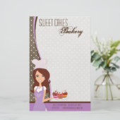 Papier - Brunette Baker Paarse Cup Cakes Bake (Staand voorkant)