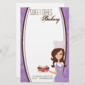 Papier - Brunette Baker Paarse Cup Cakes Bake (Voorkant / Achterkant)