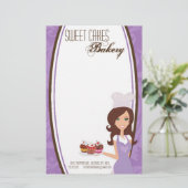 Papier - Brunette Baker Paarse Cup Cakes Bake (Staand voorkant)