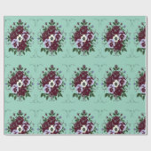 Papier Cadeau Botanique Bouquet de Roses Violettes (Vlak)