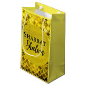 Papier cadeaus voor Shabbat Shalom Yellow Design Klein Cadeauzakje (Achterkant Gekanteld)