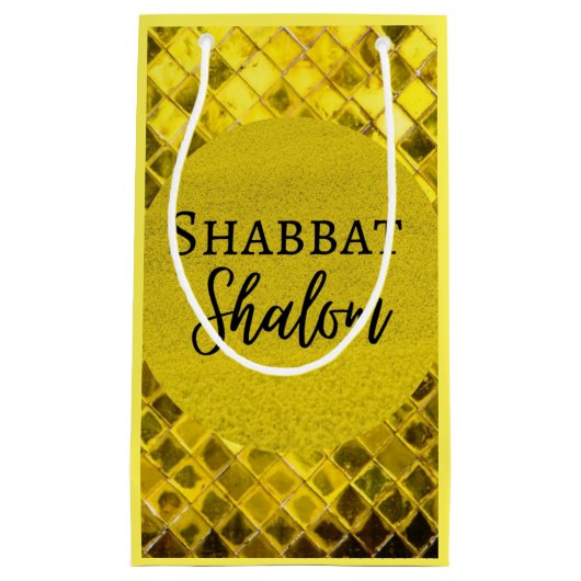 Papier cadeaus voor Shabbat Shalom Yellow Design Klein Cadeauzakje (Voorkant)