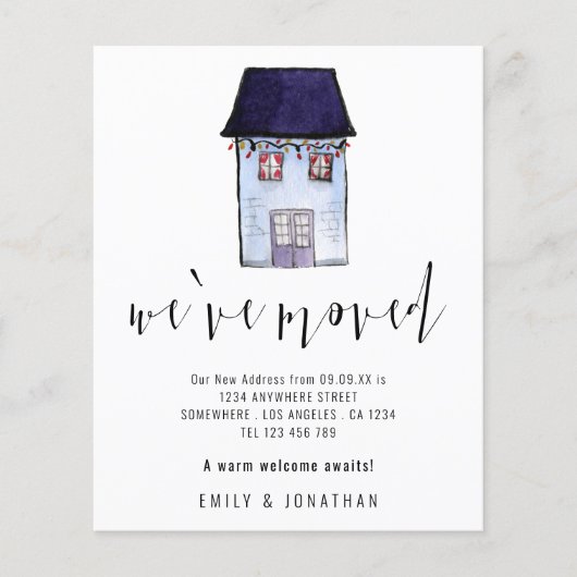 PAPIER| Calligrafie Nieuw adres Eenvoudig huis Flyer (Voorkant)