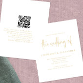 PAPIER Champagne Goud Script QR Code Bruiloft Flyer