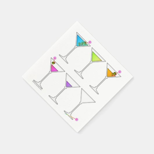 PAPIER COCKTAIL NAPKINS - VERDWIJNENDE MARTINI SERVET (Hoek)