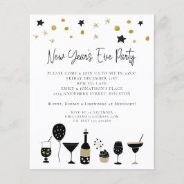 PAPIER | Cocktails Gold Black nieuwjaars uitnodigi Flyer