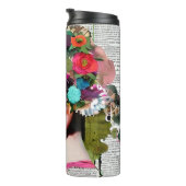 Papier Collage Art | Victoriaans Vrouw Bloemen Thermosbeker (Geroteerd rechts)