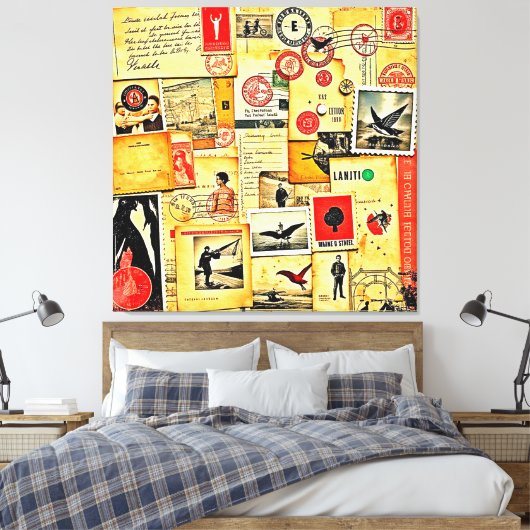 papier collage kunst canvas afdruk (Insitu (Slaapkamer))