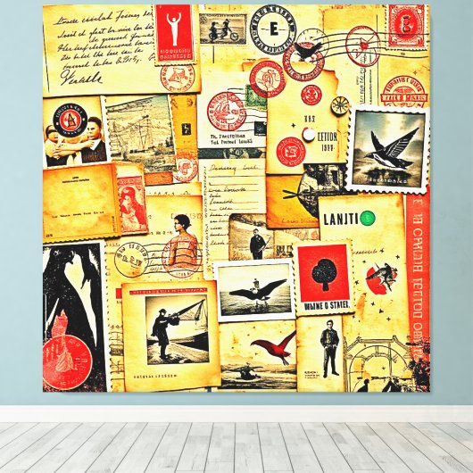 papier collage kunst canvas afdruk (Insitu (Houten vloer))