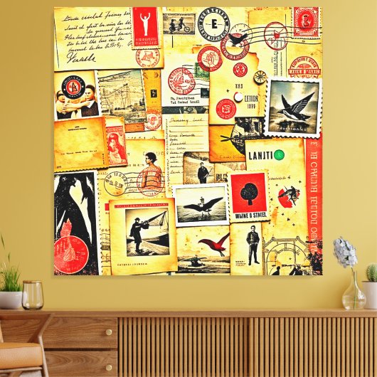 papier collage kunst canvas afdruk (Insitu (Woonkamer))
