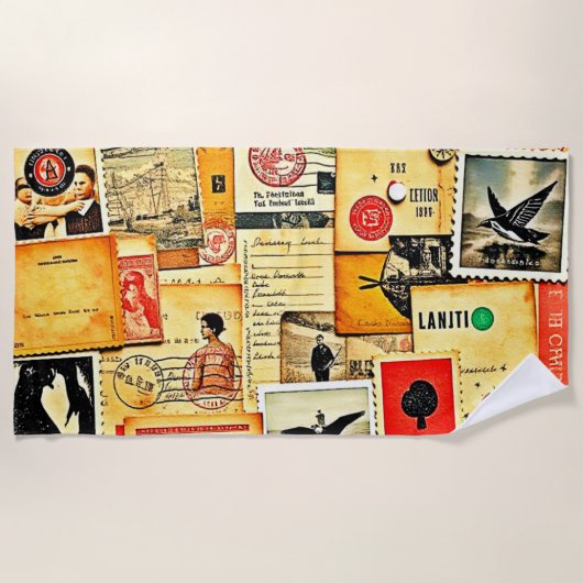 papier collage kunst strandlaken (Voorkant)