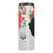 Papier Collage Style Art | Dame en bloemen Thermosbeker (Achterkant)
