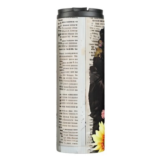 Papier Collage Style Art |  dame en bloemen Thermosbeker (Achterkant)
