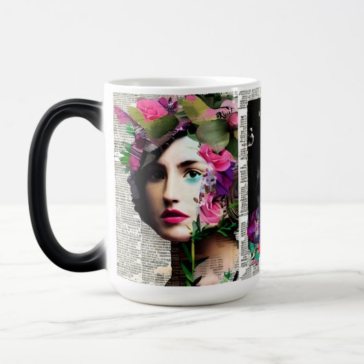 Papier Collage Style Art |  Dames Magische Mok (Links)