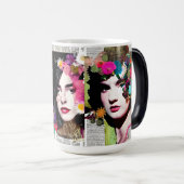 Papier Collage Style Art |  Dames Magische Mok (Voorkant rechts)