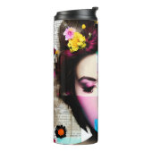 Papier Collage Style Art |   vrouw Thermosbeker (Gedraaid links)