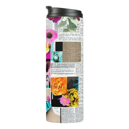 Papier Collage Style Art |   vrouw Thermosbeker (Geroteerd rechts)